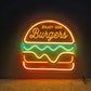 Hamburger Neon Sign, Burger Neon Sign for Burger Shop Business, Food Neon Signs for Home, Bar, Restaurant, Food Shop, Advertising Neon Sign for Wall Decor, 15.4x15.4 IN by JXIN - Neonsignsindia