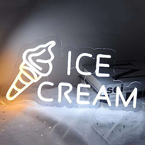 Ice Cream Neon Sign for Ice Cream Shop Wall Decor,Ice Cream Neon Sign,Business Dessert LED light for Bar,Party,Bedroom Decoration,Birthday Christmas Gift,Size16.1 * 8.3 inches(JTLD022) Neonsignsindia
