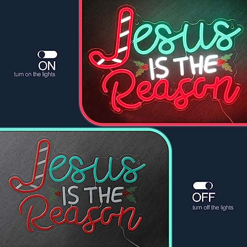 Jesus Is the Reason Neon Sign Christmas LED Sign 16.5 x 11.8Inch Neonsignsindia