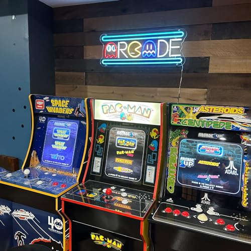 Large Arcade Neon Sign, Retro Game Ghost Arcade LED Neon Light Sign, Handmade Aesthetic Arcade Night Lamp for Kids Teens, Business Game Room Recreation Bedroom Birthday Gift Man Cave Home - 25'' Neonsignsindia