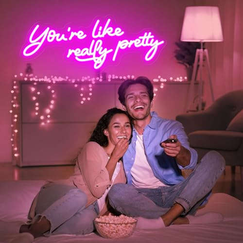 Large You're Like Really Pretty Neon Sign, with Timing Dimmable Remote, 25-IN Pink Youre Like Really Pretty LED Neon Lights for Wall Decor, Bedroom Party Wedding Aesthetic Decoration, Girl Gifts Neonsignsindia