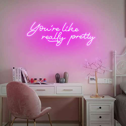 Large You're Like Really Pretty Neon Sign, with Timing Dimmable Remote, 25-IN Pink Youre Like Really Pretty LED Neon Lights for Wall Decor, Bedroom Party Wedding Aesthetic Decoration, Girl Gifts Neonsignsindia