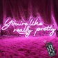 Large You're Like Really Pretty Neon Sign, with Timing Dimmable Remote, 25-IN Pink Youre Like Really Pretty LED Neon Lights for Wall Decor, Bedroom Party Wedding Aesthetic Decoration, Girl Gifts Neonsignsindia