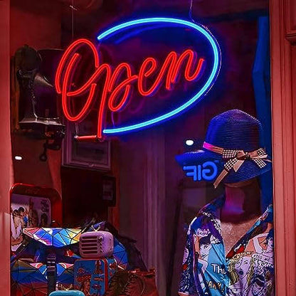 LED Neon Open Sign for Business, CRUMBIT Open Neon Lights with Remote, Adjustable Brightness Open LED Signs for Wall Restaurant Bar Salon Stores Hotel (Rose Red) Neonsignsindia