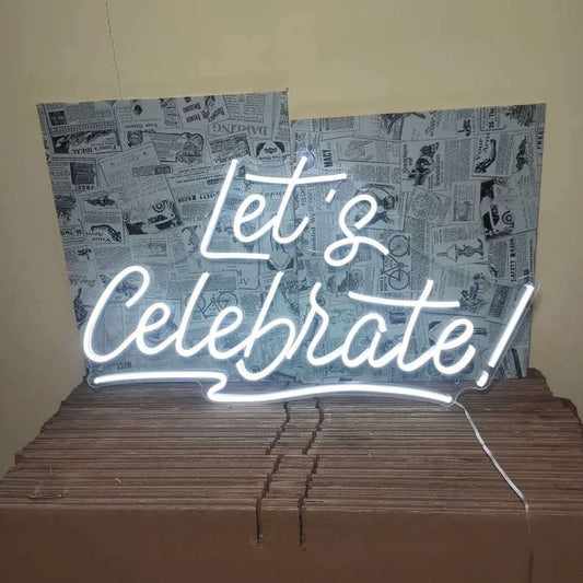 Let's Celebrate Neon Sign Light LED Neon (Cool White) Neonsignsindia