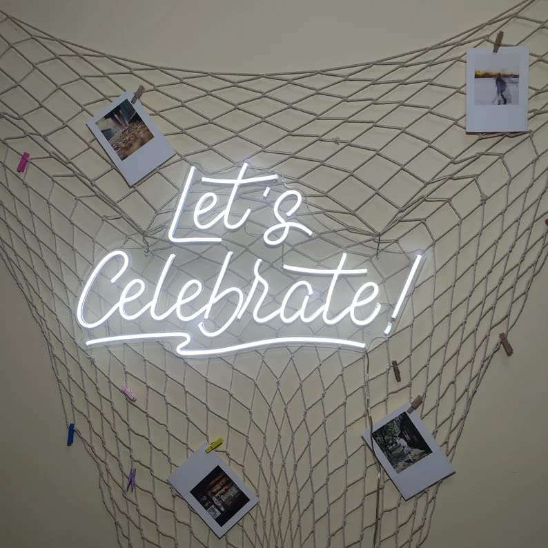 Let's Celebrate Neon Sign Light LED Neon (Cool White) Neonsignsindia
