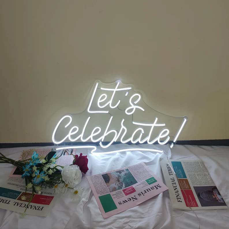 Let's Celebrate Neon Sign Light LED Neon (Cool White) Neonsignsindia