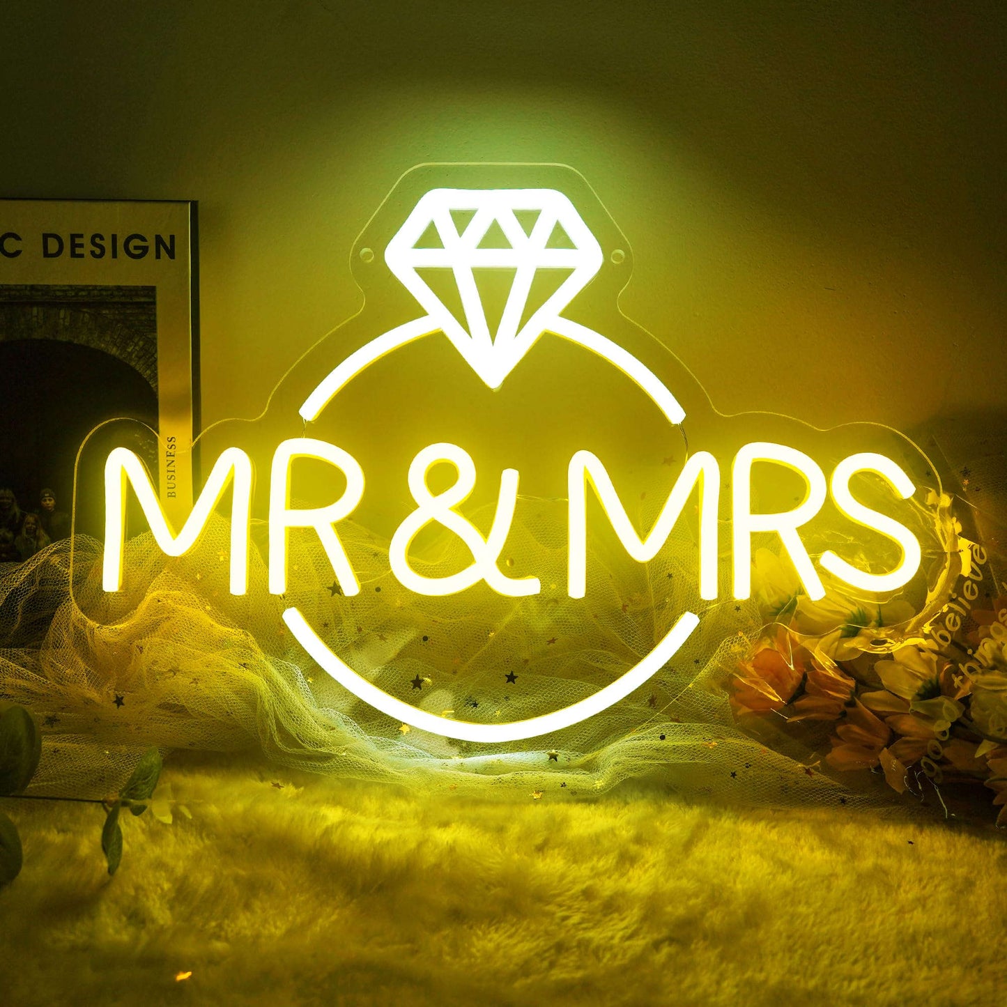 Mr&Mrs neon Sign - 10 Levels  neon Lights for Wall, Bedroom, Dorm, Kids Room, Wedding Party bar Decoration Bedroom neon Signs for Wall Decoration Valentine's Day Gift Neonsignsindia