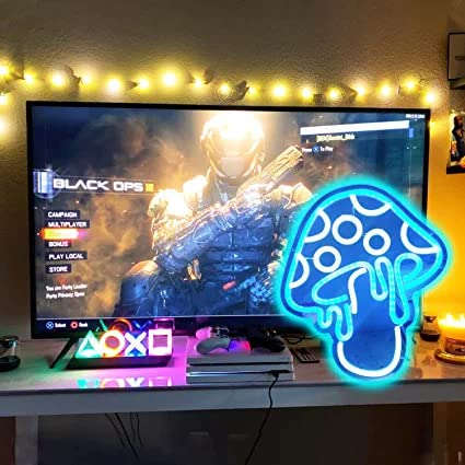 Mushroom Neon Sign Led Light Cute Neon Mushroom Sign Night Light 3D Wall Art Mushroom Neon Signs for Wall Decor Game Room Bedroom Home Decor for Children Kids Girl (Ice Blue)(12x16inches) Neonsignsindia