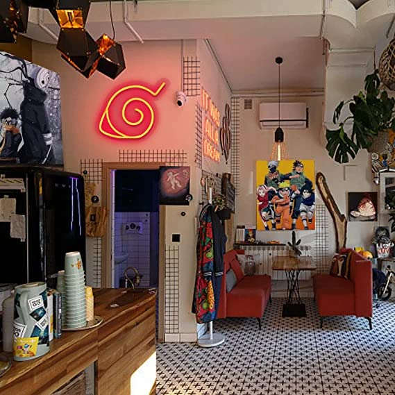 Naruto Anti Leaf Village Headband Neon Signs, Ninja Neon Sign for Wall Decor, Konoha Emblem Logo LED Neon Lights for Bedroom , Living Room, Game Room, Hotel Restaurant Led Christmas Decorations Neonsignsindia