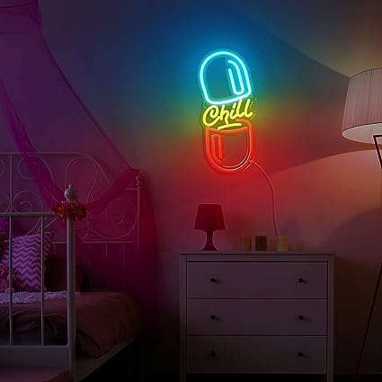 Neon Sign Chill Pill Light (7x 14 inches) Neonsignsindia