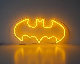 Neon Sign India LED Batman NEON Sign Light (8x12 inches) Neon LED Light, Wall Art Home Decor ,Decorative Light for Room, Party and Bar( Yellow) - Neonsignsindia