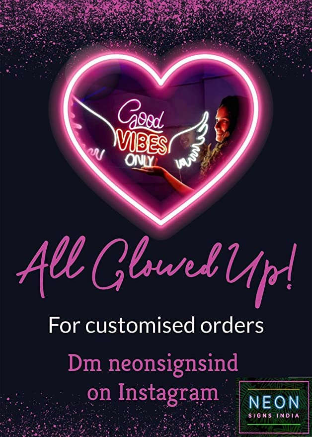 NEON SIGNS INDIA Good Vibes led Light for Home Decorative Sign Wall / Decor for Wedding Party Kids Room /Living Room House/ Bar/ Pub/ Hotel/ Restaurant (Warm White) Neonsignsindia