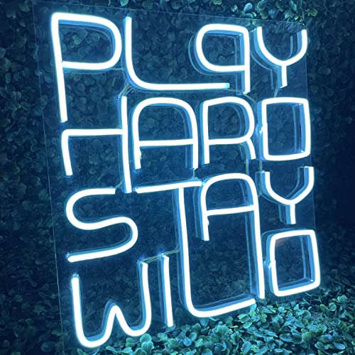 Play Hard Stay Wild Neon Sign (13x14 inches) for Room Decor, Birthday, Anniversary, Party Room, Home Wall Decor, neon Light/Sign for Restaurant, Bedroom, bar, Cafe and Club. Neonsignsindia