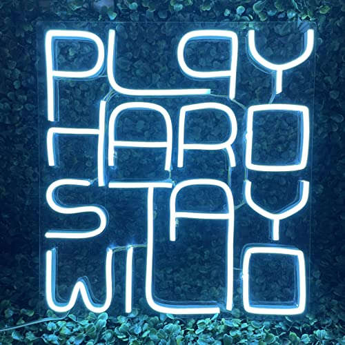 Play Hard Stay Wild Neon Sign (13x14 inches) for Room Decor, Birthday, Anniversary, Party Room, Home Wall Decor, neon Light/Sign for Restaurant, Bedroom, bar, Cafe and Club. Neonsignsindia
