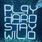 Play Hard Stay Wild Neon Sign (13x14 inches) for Room Decor, Birthday, Anniversary, Party Room, Home Wall Decor, neon Light/Sign for Restaurant, Bedroom, bar, Cafe and Club. Neonsignsindia