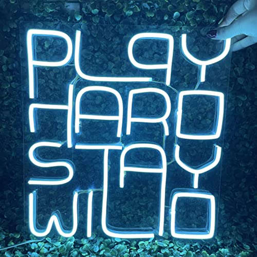 Play Hard Stay Wild Neon Sign (13x14 inches) for Room Decor, Birthday, Anniversary, Party Room, Home Wall Decor, neon Light/Sign for Restaurant, Bedroom, bar, Cafe and Club. Neonsignsindia