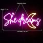 She Dreams Neon Sign Led Pink Yellow Moon Neon Lights For Wall Decor Word Acrylic Light Up Signs For Bedroom Home Wedding Birthday Party Girls Gifts Neonsignsindia