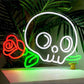 Skull Neon Signs Skeleton Flower Neon Light LED Neon Light Sign Ghost Wall Night Lights Cool Neon Sign Decor for Room Bedroom Bar Christmas Halloween Birthday Party | Neon Signs India — Image 1