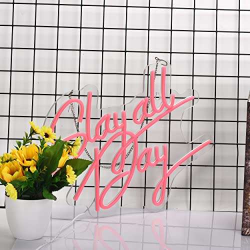Slay All Day Neon Sign for Wall Décor(17X13inches,Pink) Neonsignsindia