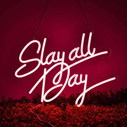 Slay All Day Neon Sign for Wall Décor(17X13inches,Pink) Neonsignsindia