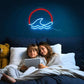 sunset &Sunrise Neon Sign, Sea Wave Sun LED Neon Light Sign Wall Decor, Battery Powered Ocean Surf Neon Sign for Living Room Bedroom Office Game Room Mancave Bar Cafe, Ice Blue/Red Neonsignsindia