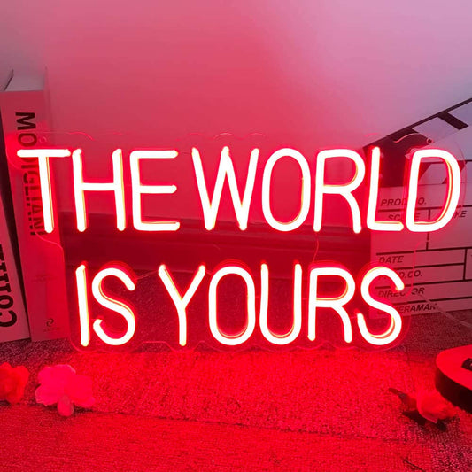 The World is Yours Neon Sign for Wall Decor, Red The World Is Yours LED Light Up Sign for Bedroom, Gaming Room, Gifts for Birthday Graduation Scarface Lovers 17"x9" by DIVATLA Neonsignsindia
