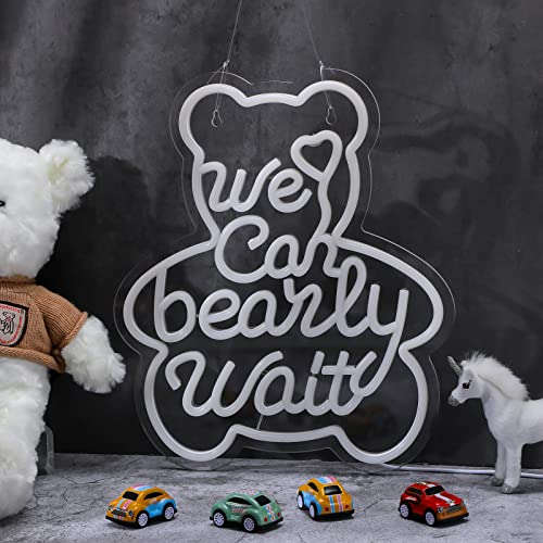 We Can Bearly Wait Neon Sign (Bear Shape) 12x14 inches Neonsignsindia