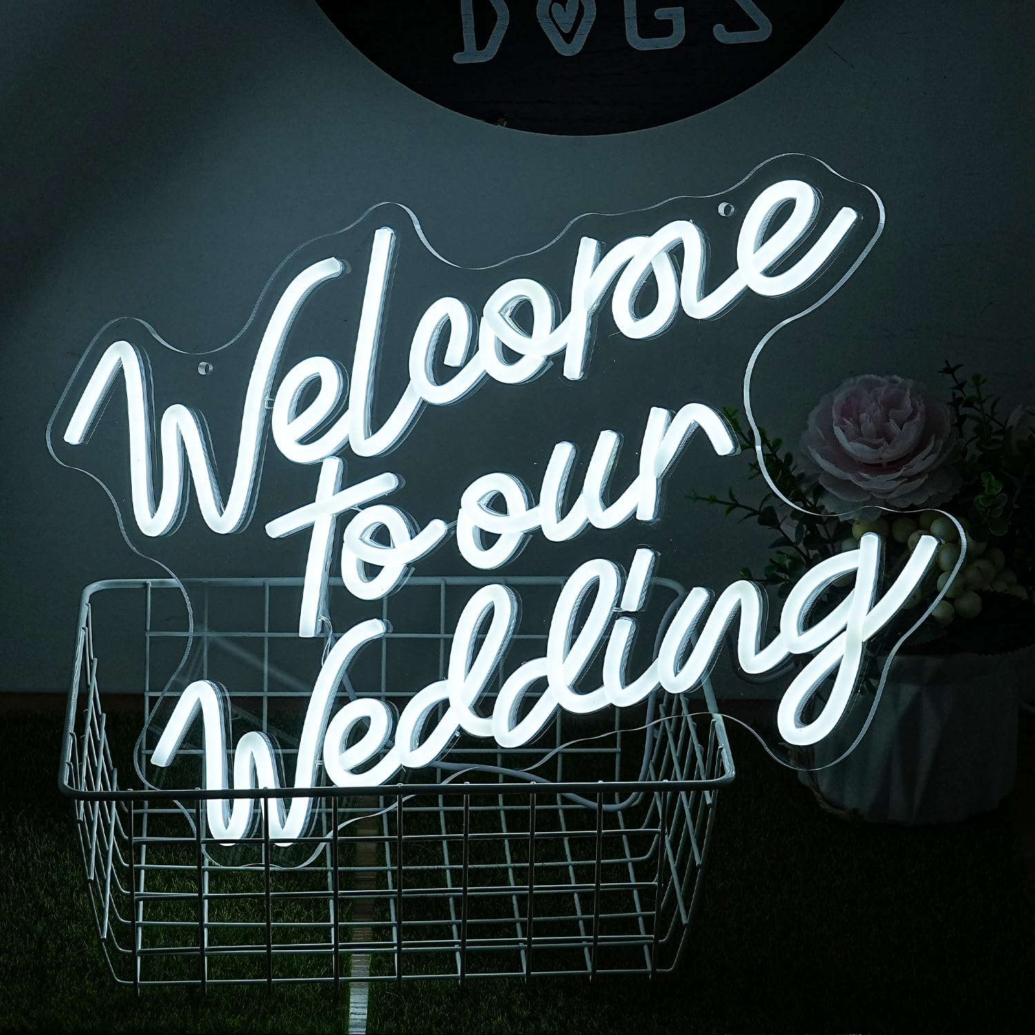 Welcome To Our Wedding Neon Sign Wedding Neon Sign Romantic White Letter Neon Light Sign for Wall Decor Dimmable Words LED Neon Wedding Party Valentines Day Girlfriend Neonsignsindia