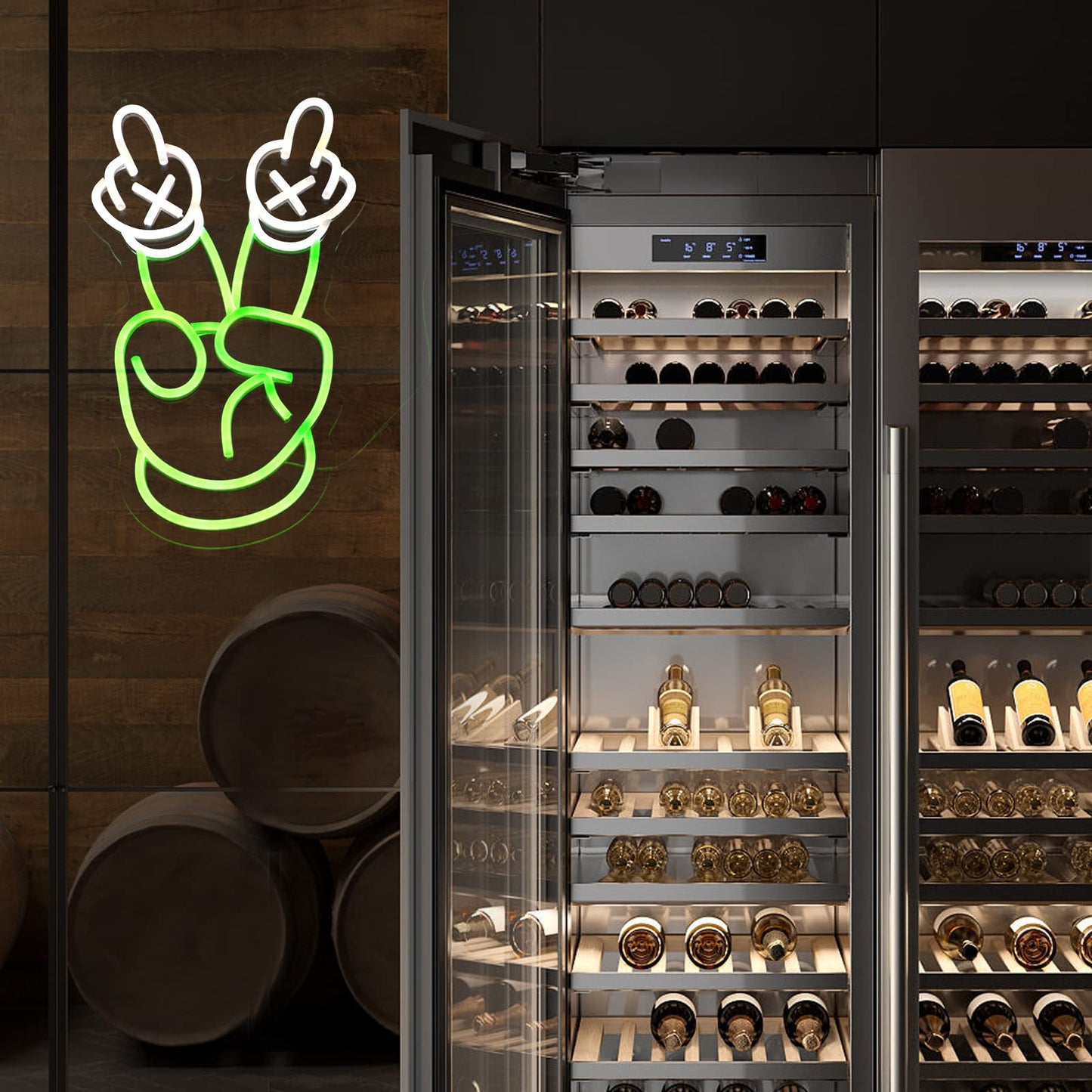 Yeah Neon Sign Green and White Neon Light Victory Gesture LED Dimmable Neon Signs for Wall Bar Store Light Up Sign for Bedroom Party Pub Game Zone Decoration Neonsignsindia